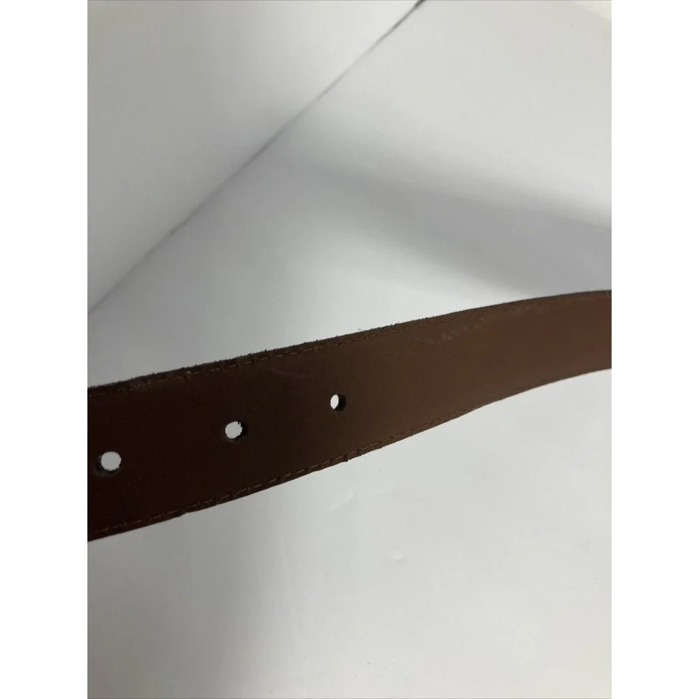 Claiborne Leather Belt Mens 42 Brown Gunmetal Buckle Handcrafted USA Classic‎